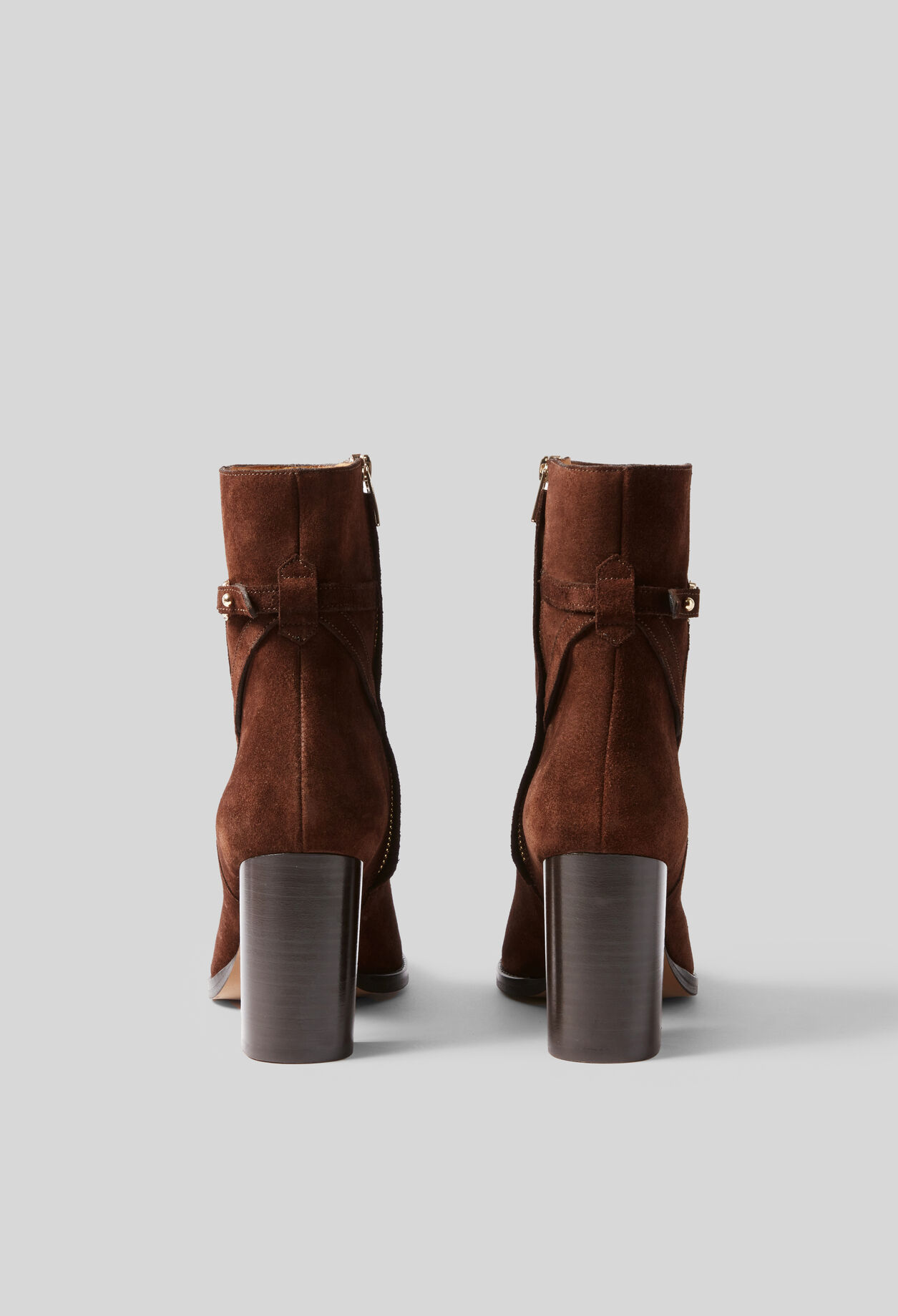 Bottines &agrave; talons cuir su&egrave;de