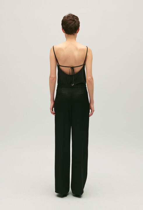 Pantalon tailleur satiné noir