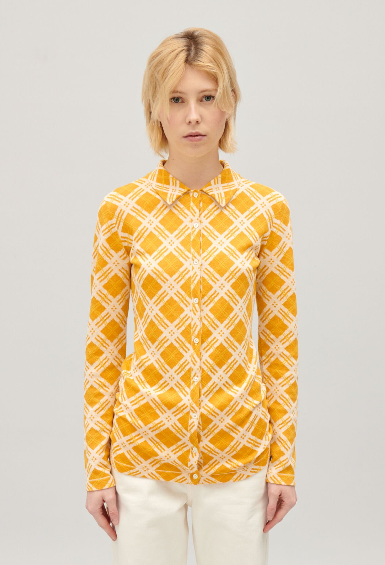 Cardigan carreaux jaune