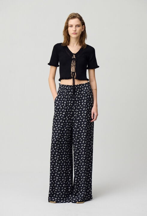 Pantalon large fluide imprimé