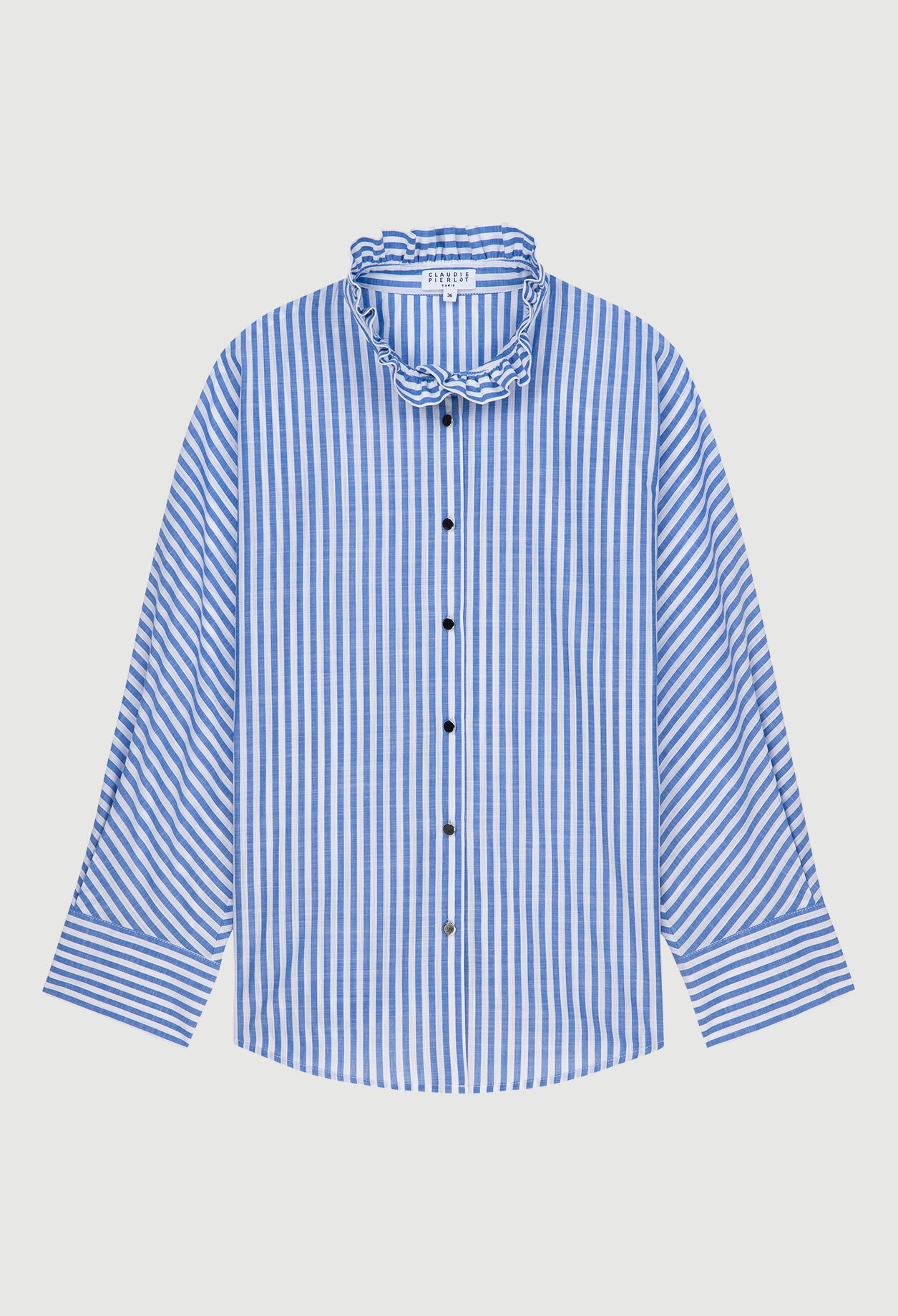 Chemise rayée à col froncé