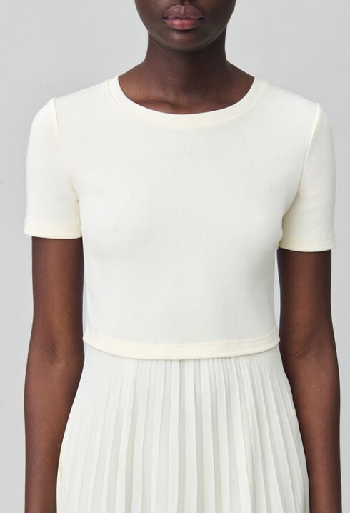 Robe midi Twist bi-matière ivoire