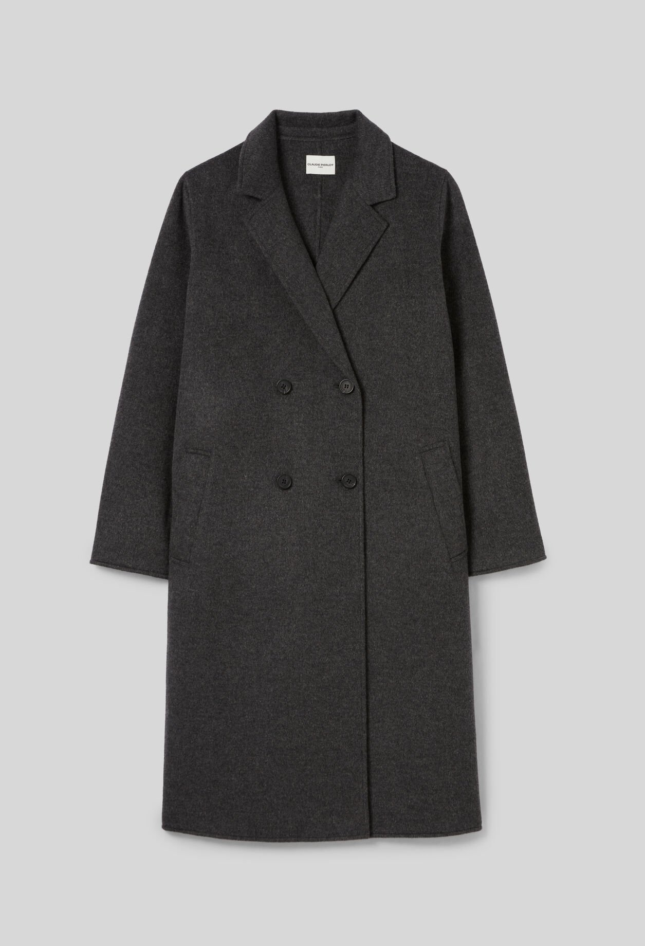 Manteau laine double face gris chiné