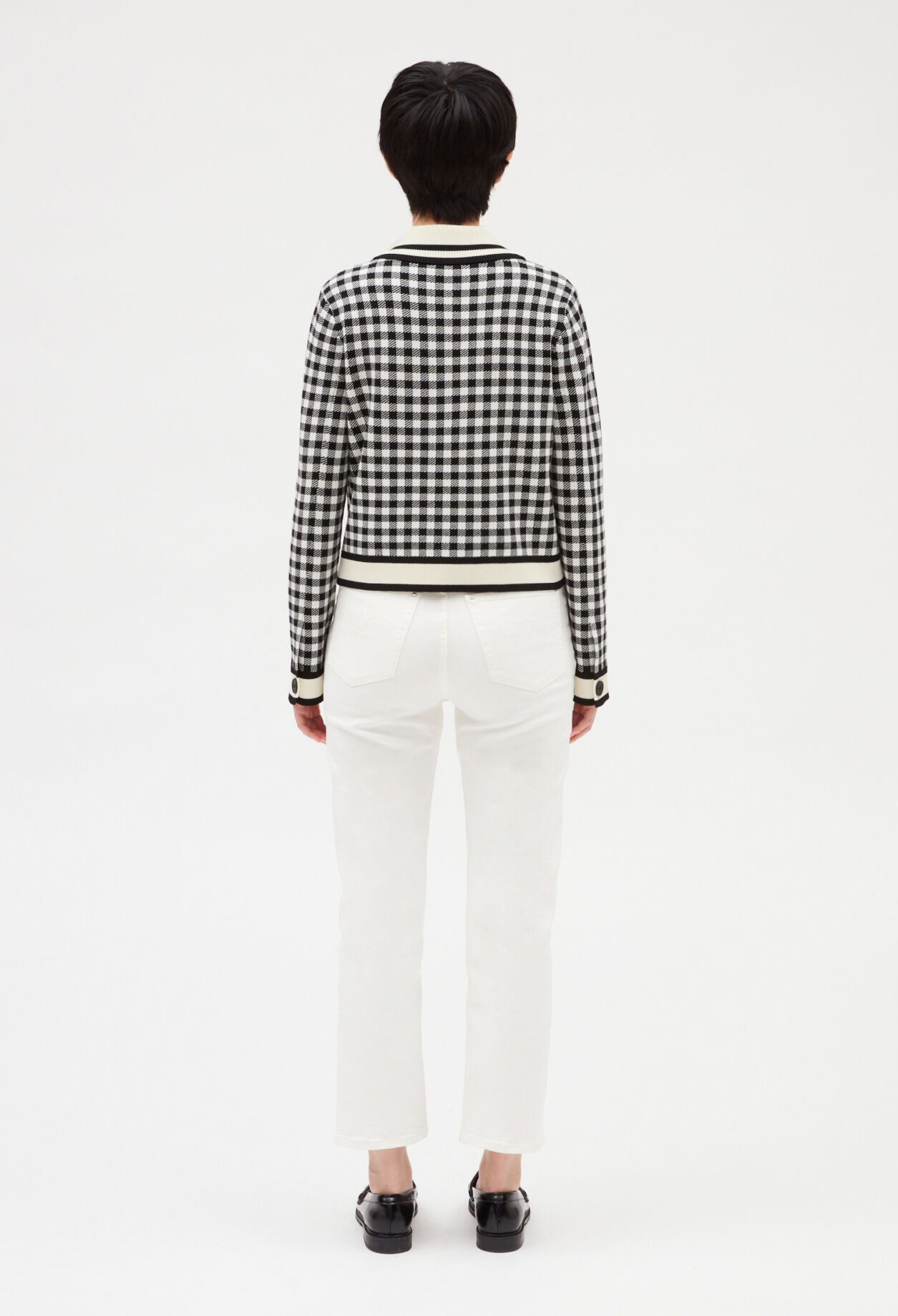 Cardigan vichy col claudine