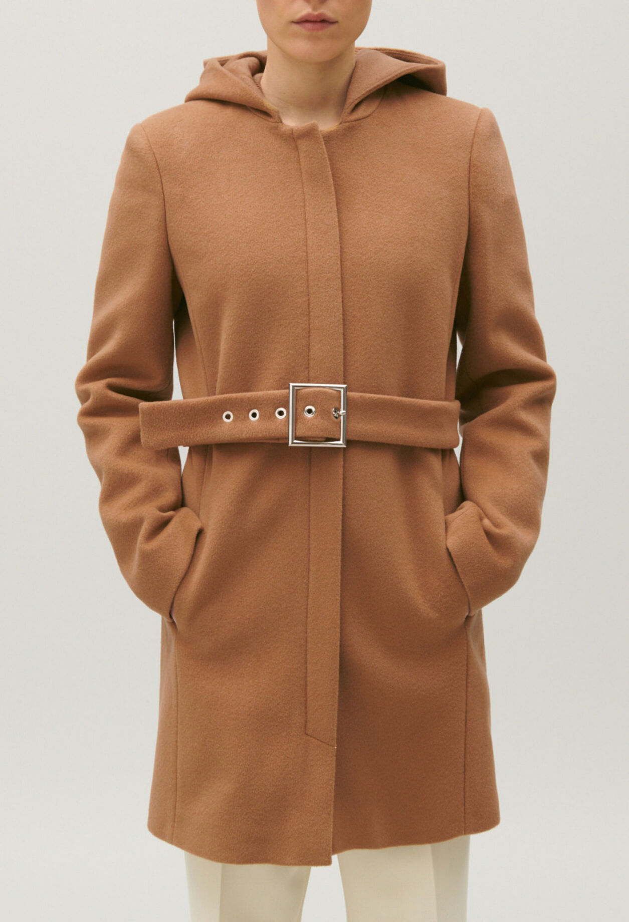 Manteau ceinturé en laine et cachemire
