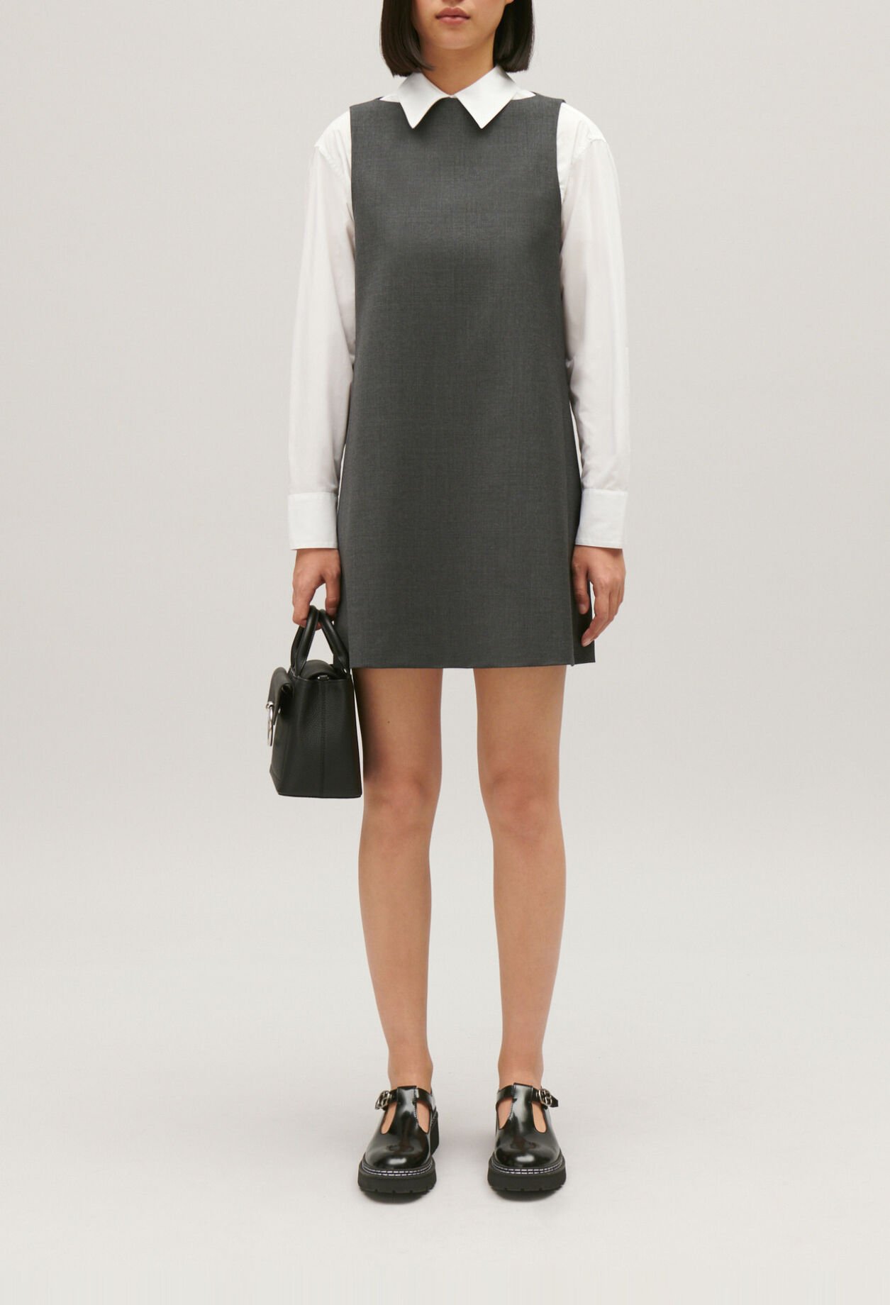 Robe courte gris chiné