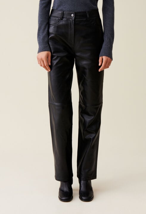 Pantalon droit cuir