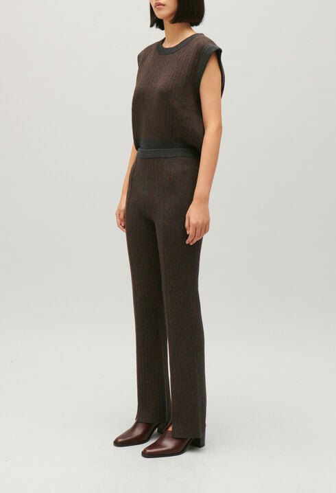 Pantalon maille rayée 