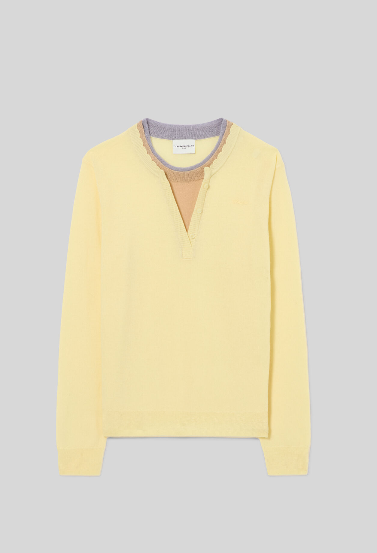 Pull laine col superpos&eacute;