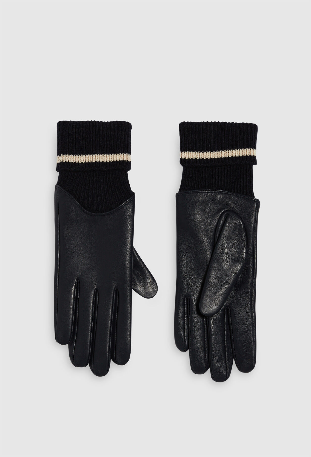 Gants en laine et cuir
