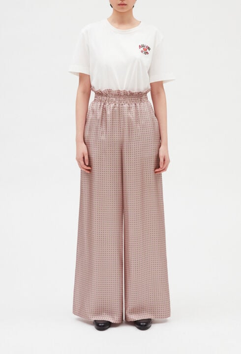 Pantalon large soie rose
