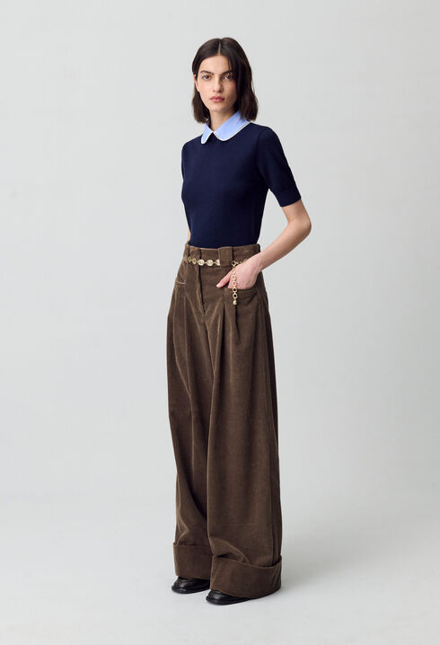 Pantalon large velours