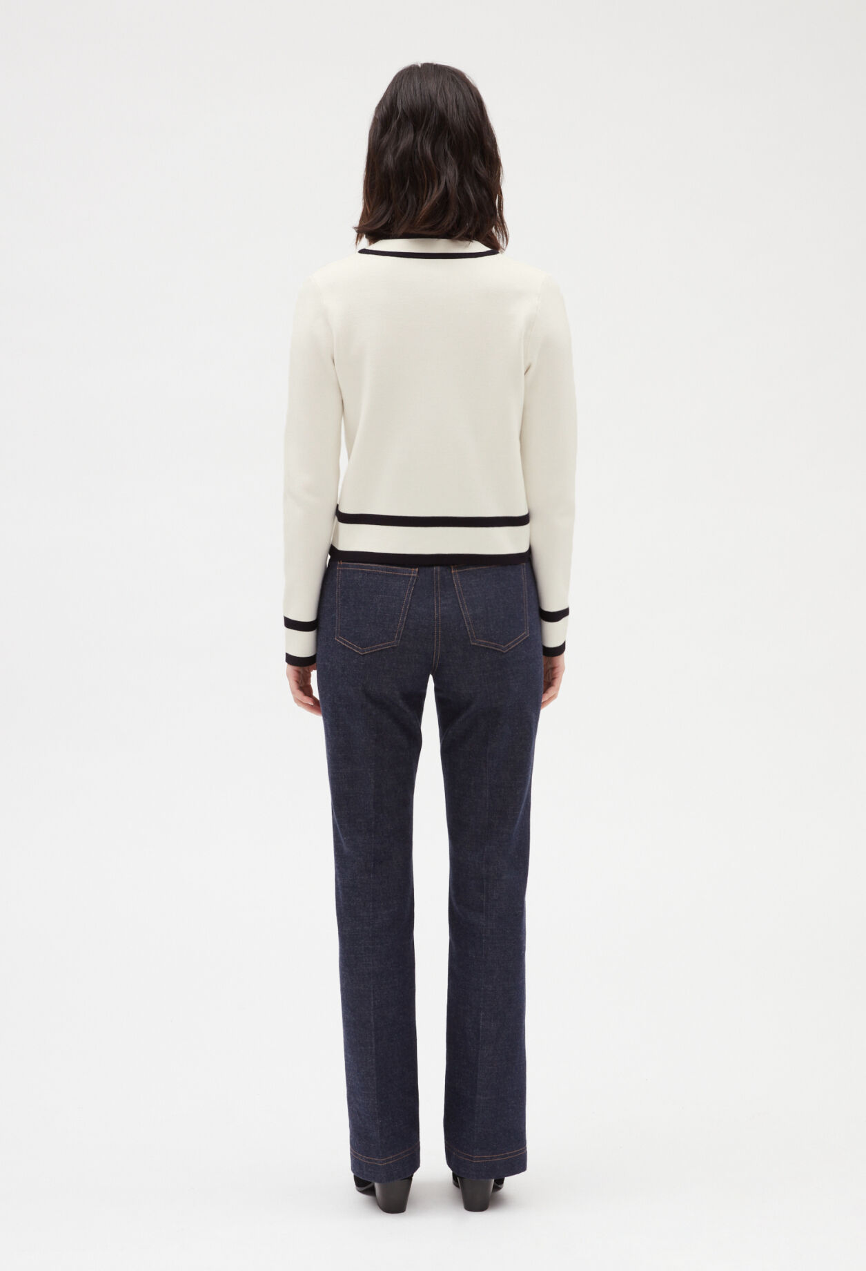 Cardigan bicolore poche brodée