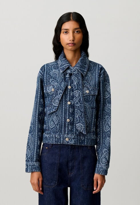 Veste denim imprim&eacute;e