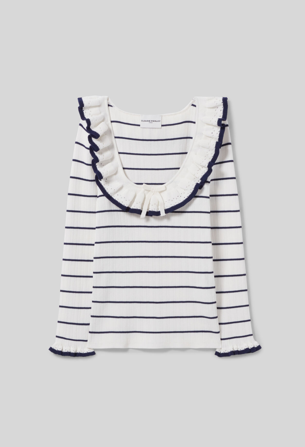 Top maille fine rayé volanté