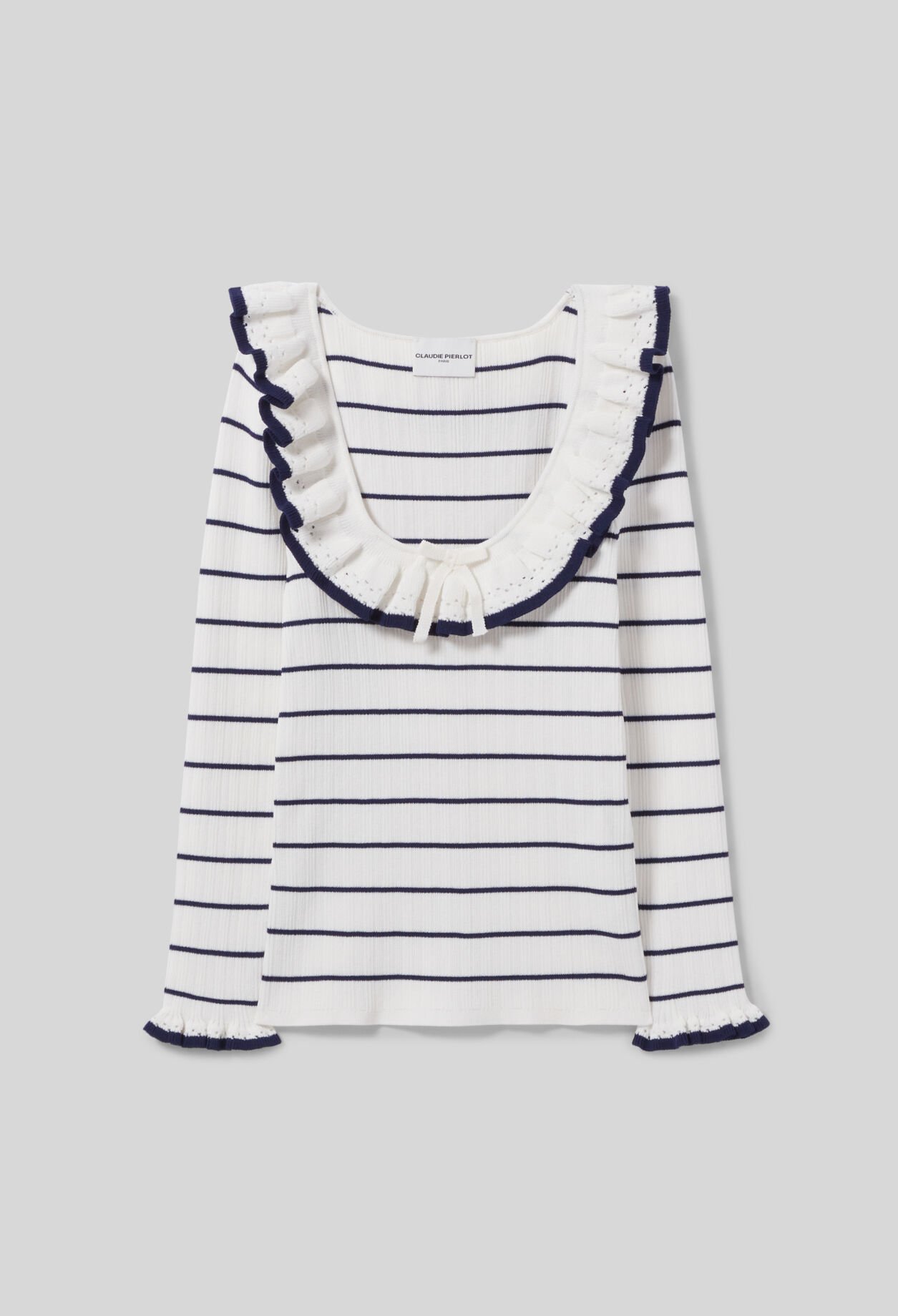 Top maille fine rayé volanté