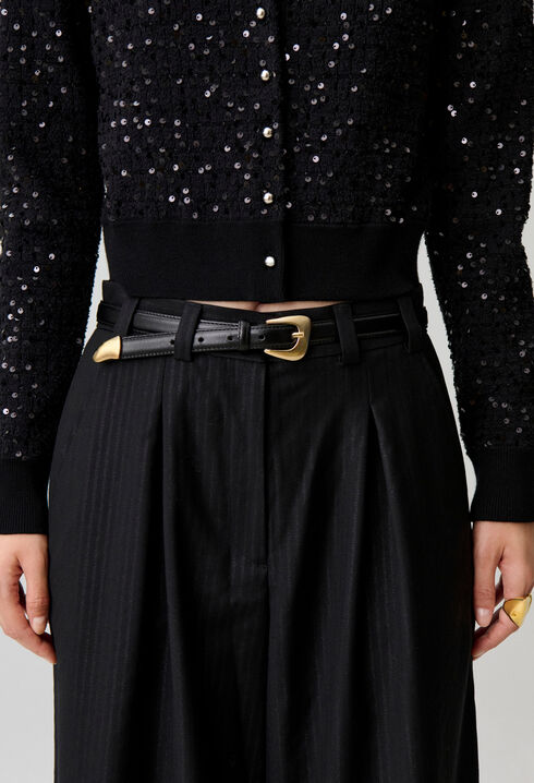 Ceinture cuir boucle organique