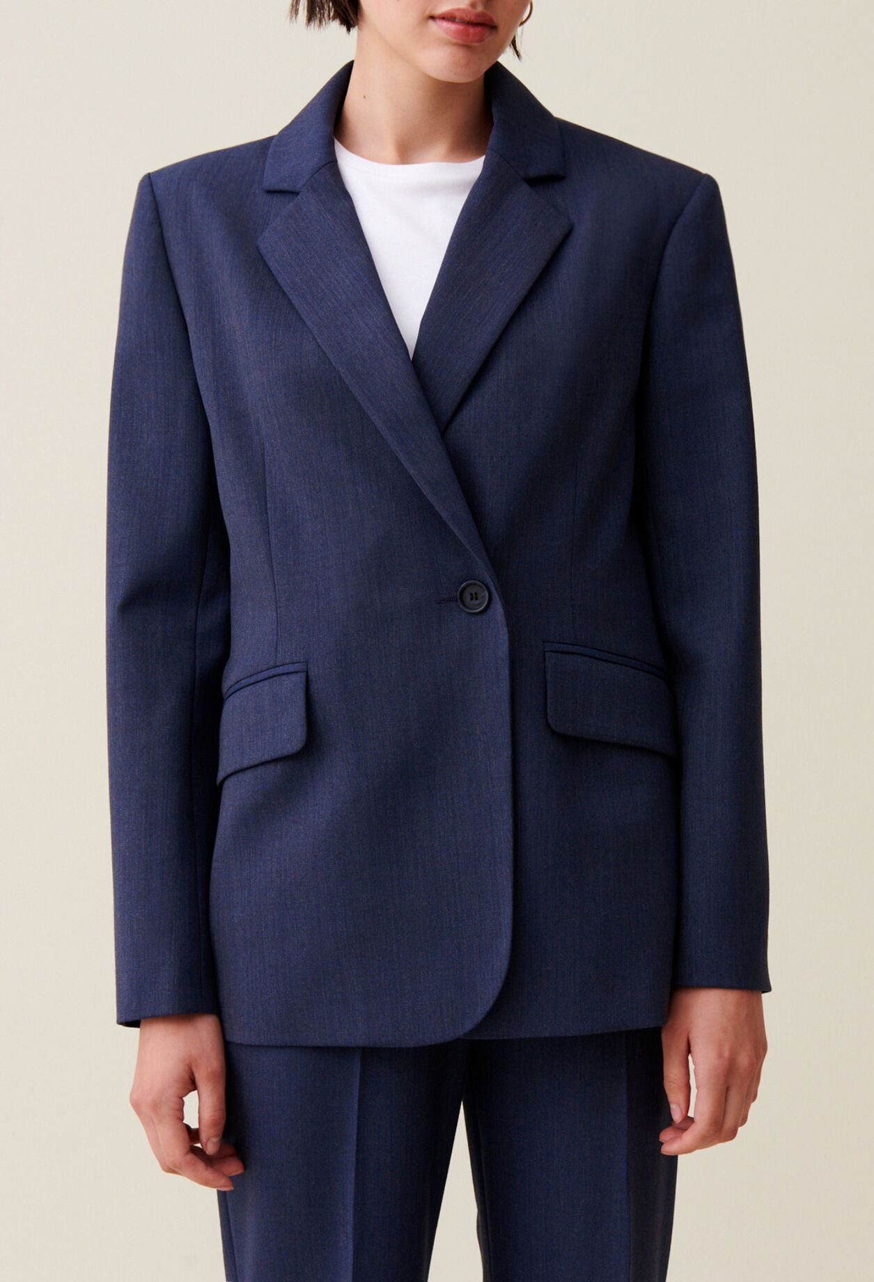 Veste tailleur crois&eacute;e marine