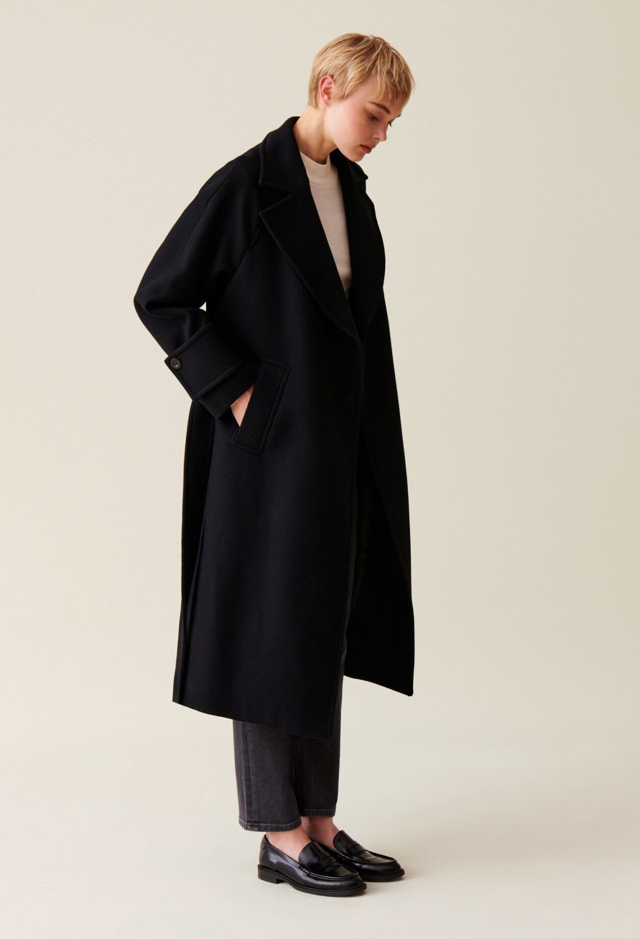 Manteau long laine noir femme 2025