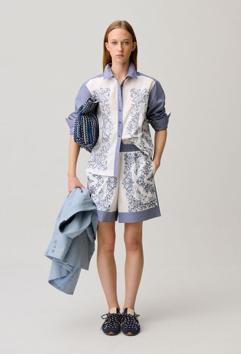 Chemise coton ray&eacute;e