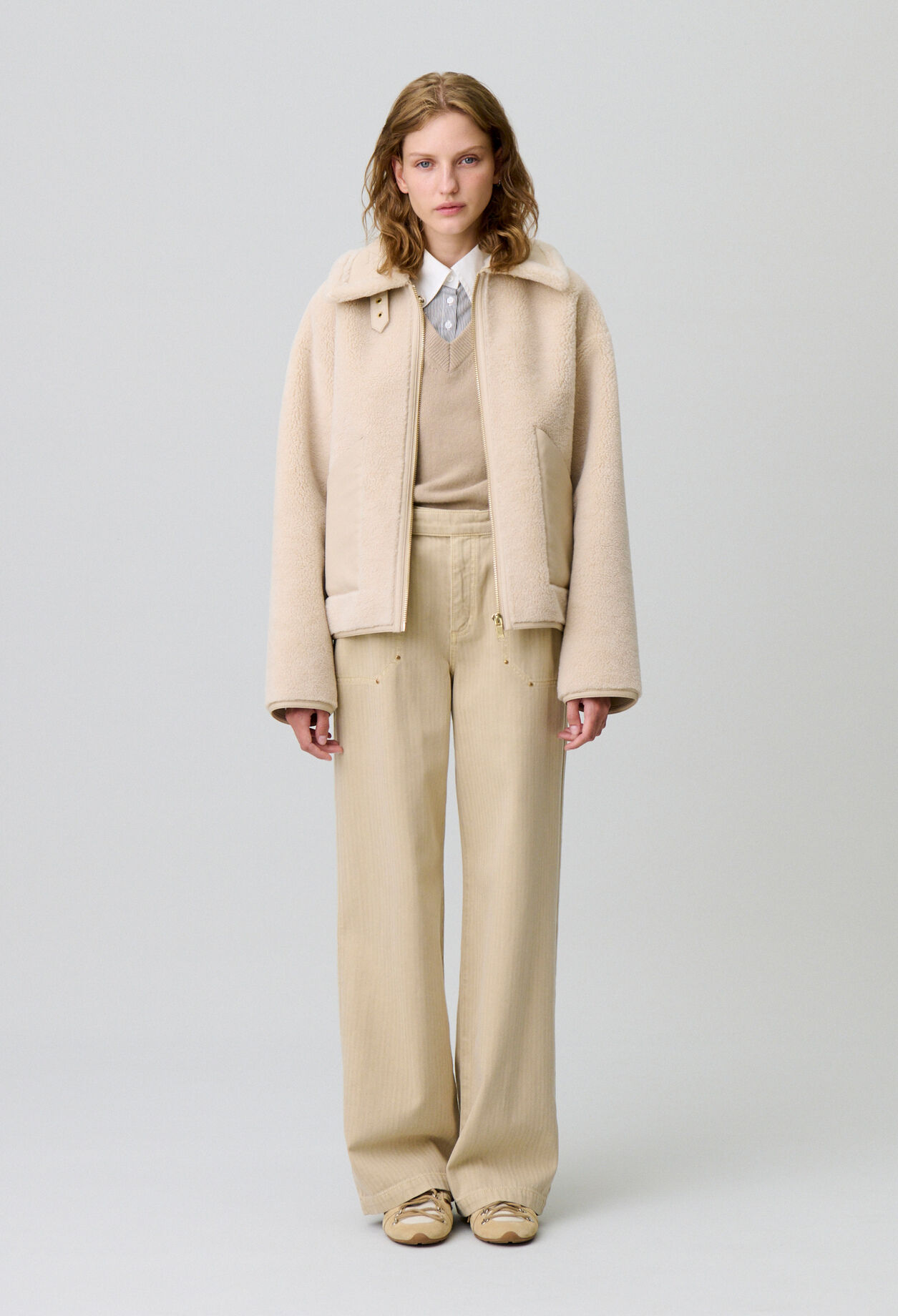 Manteau effet peau lainée