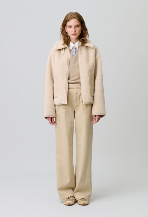 Manteau effet peau lainée