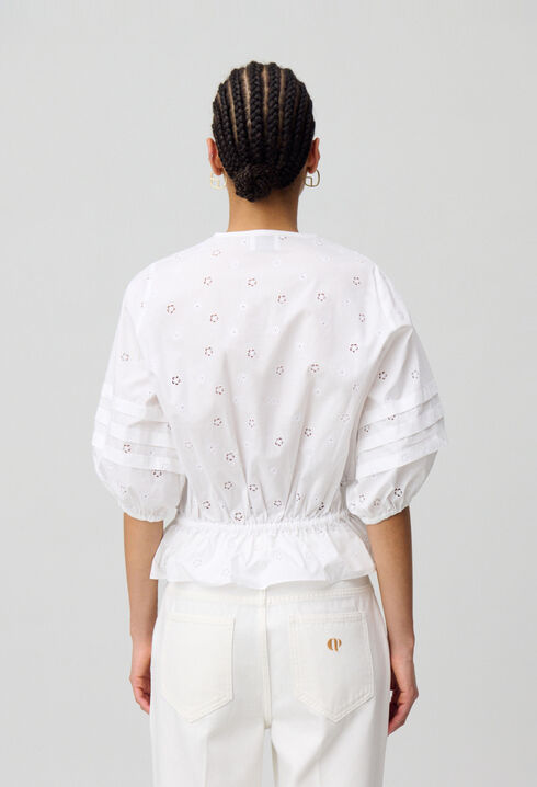 Chemise &eacute;lastiqu&eacute;e brod&eacute;e