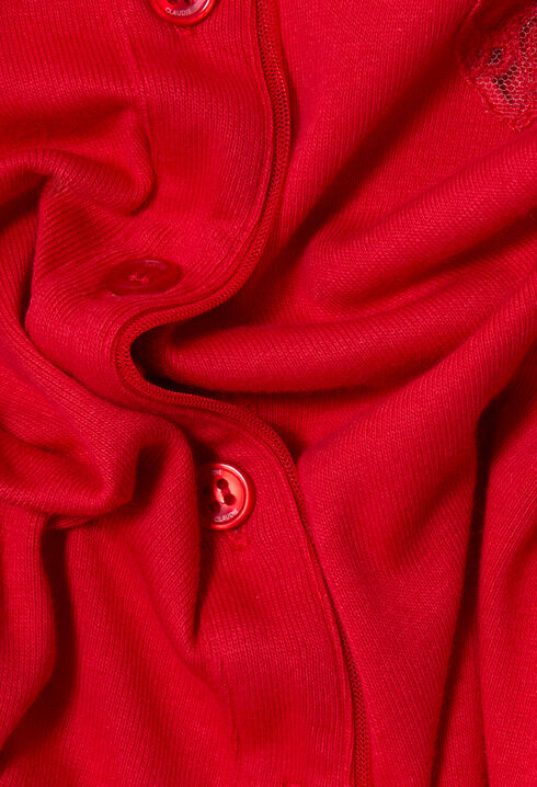 Gilet rouge en coton &agrave; c&oelig;ur dentelle