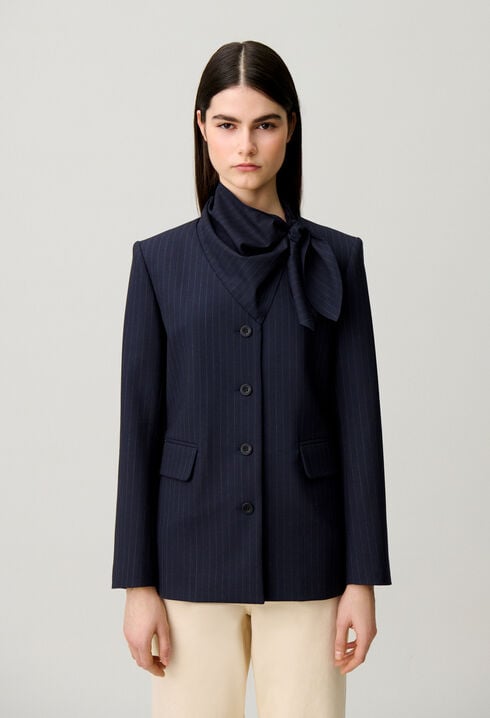 Veste laine foulard amovible