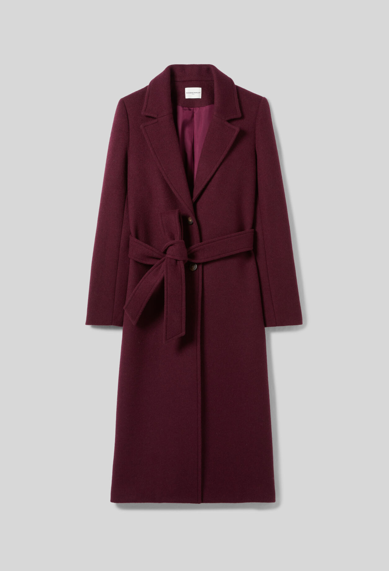 Manteau long croisé laine
