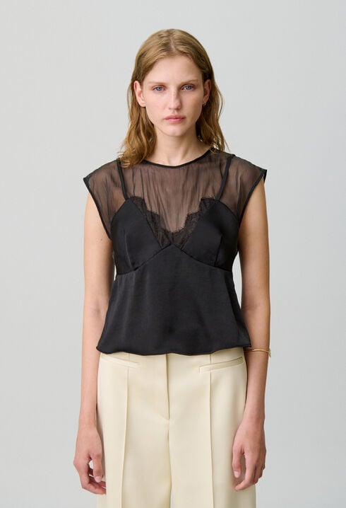 Top fluide détails dentelle