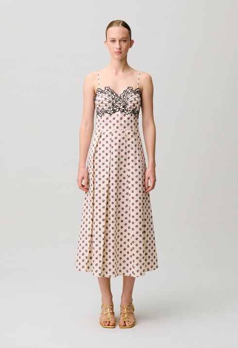 Robe coton imprim&eacute;e broderies