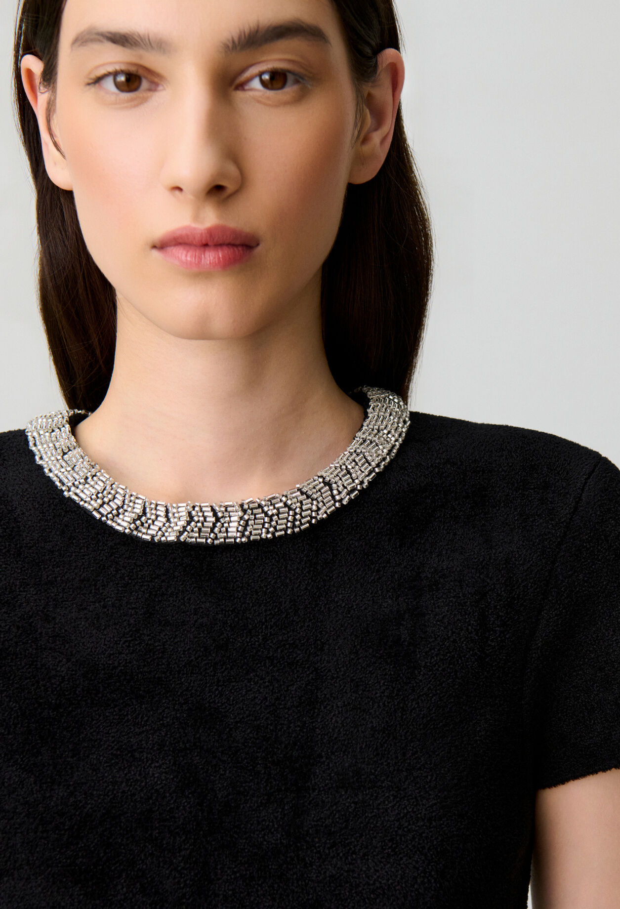 Top court maille effet velours