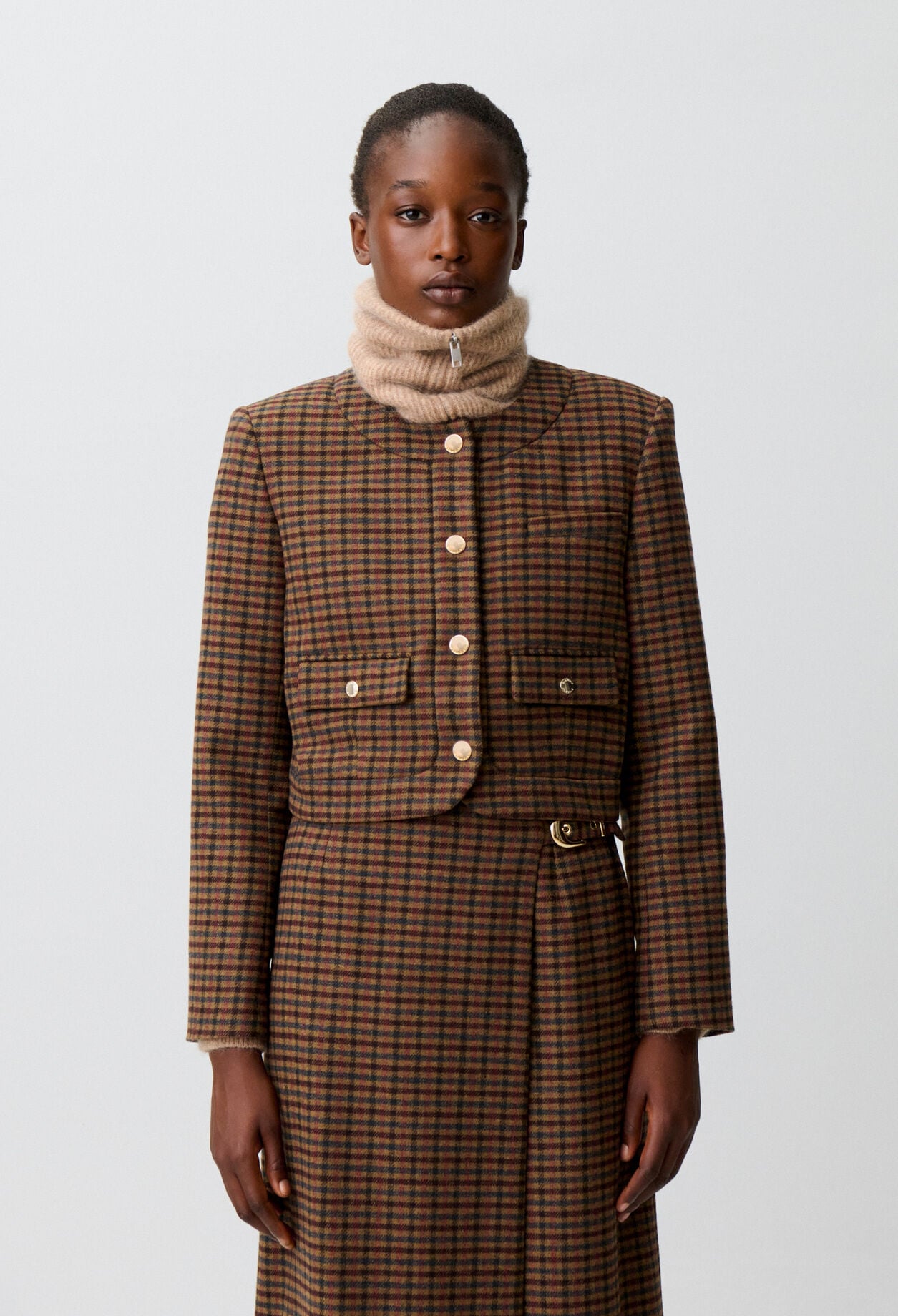 Veste droite &agrave; carreaux