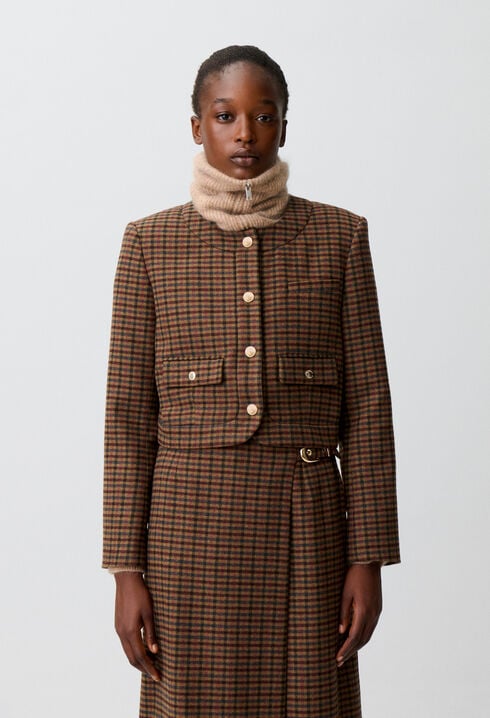 Veste droite &agrave; carreaux