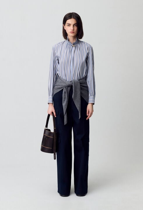 Blouse rayée col victorien