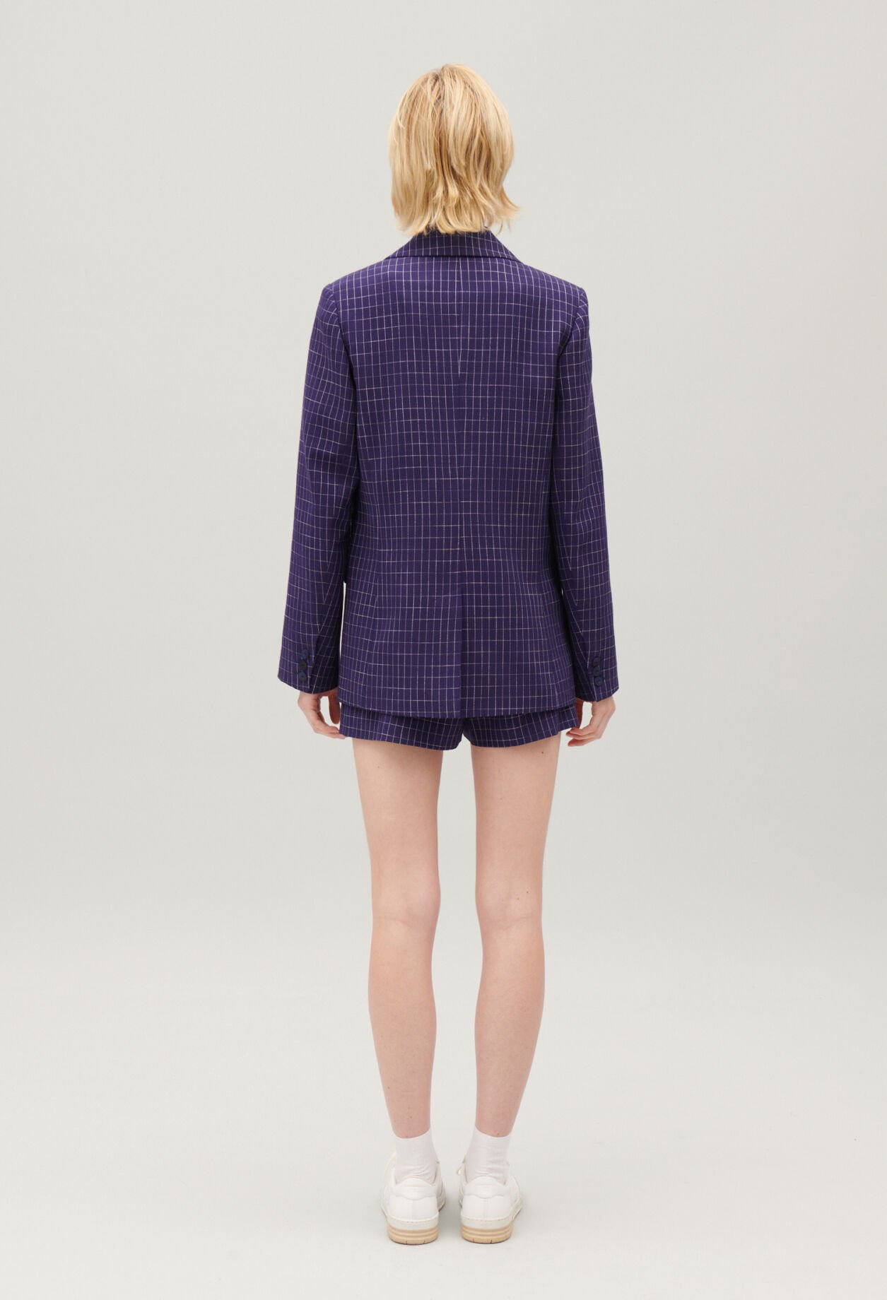 Veste tailleur carreaux indigo