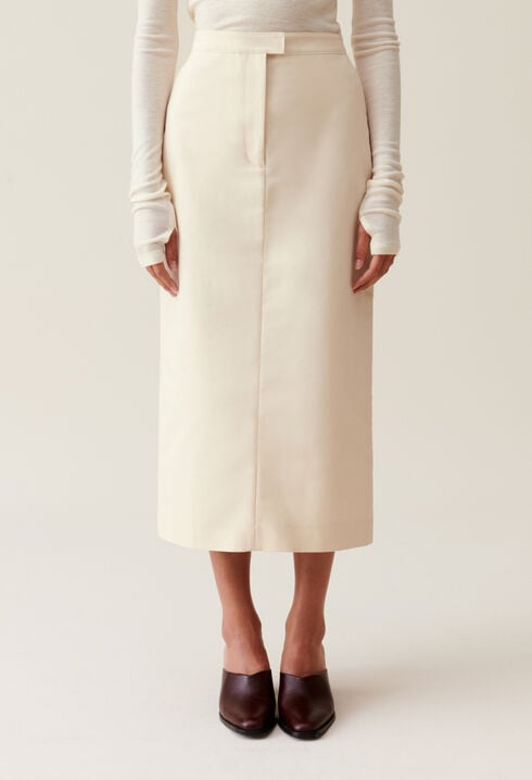 Jupe midi beige clair
