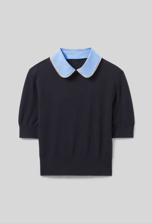 Top maille fine col
