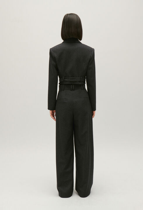 Veste tailleur courte gris chiné