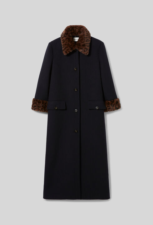 Manteau long laine léopard
