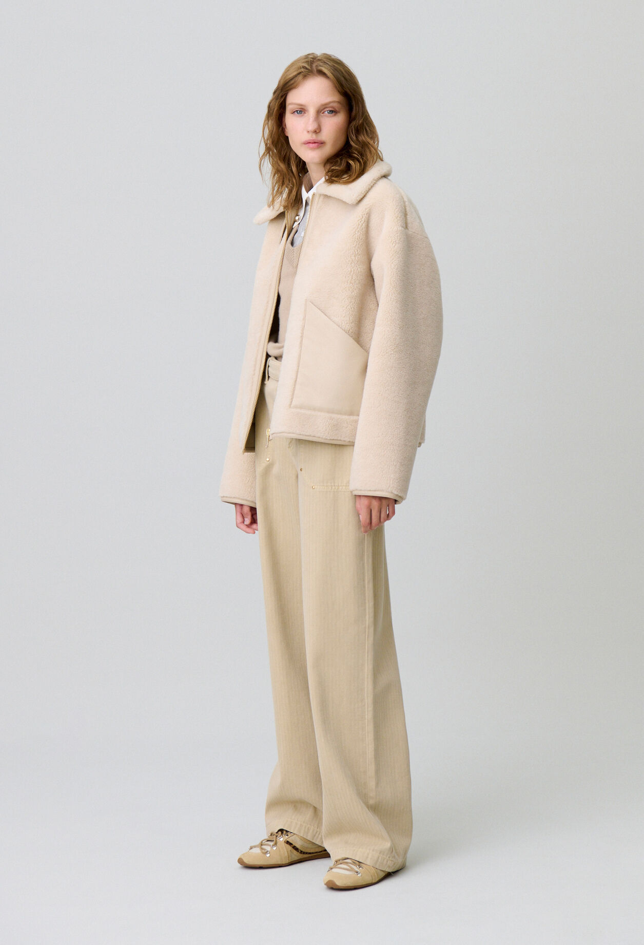 Manteau effet peau lainée
