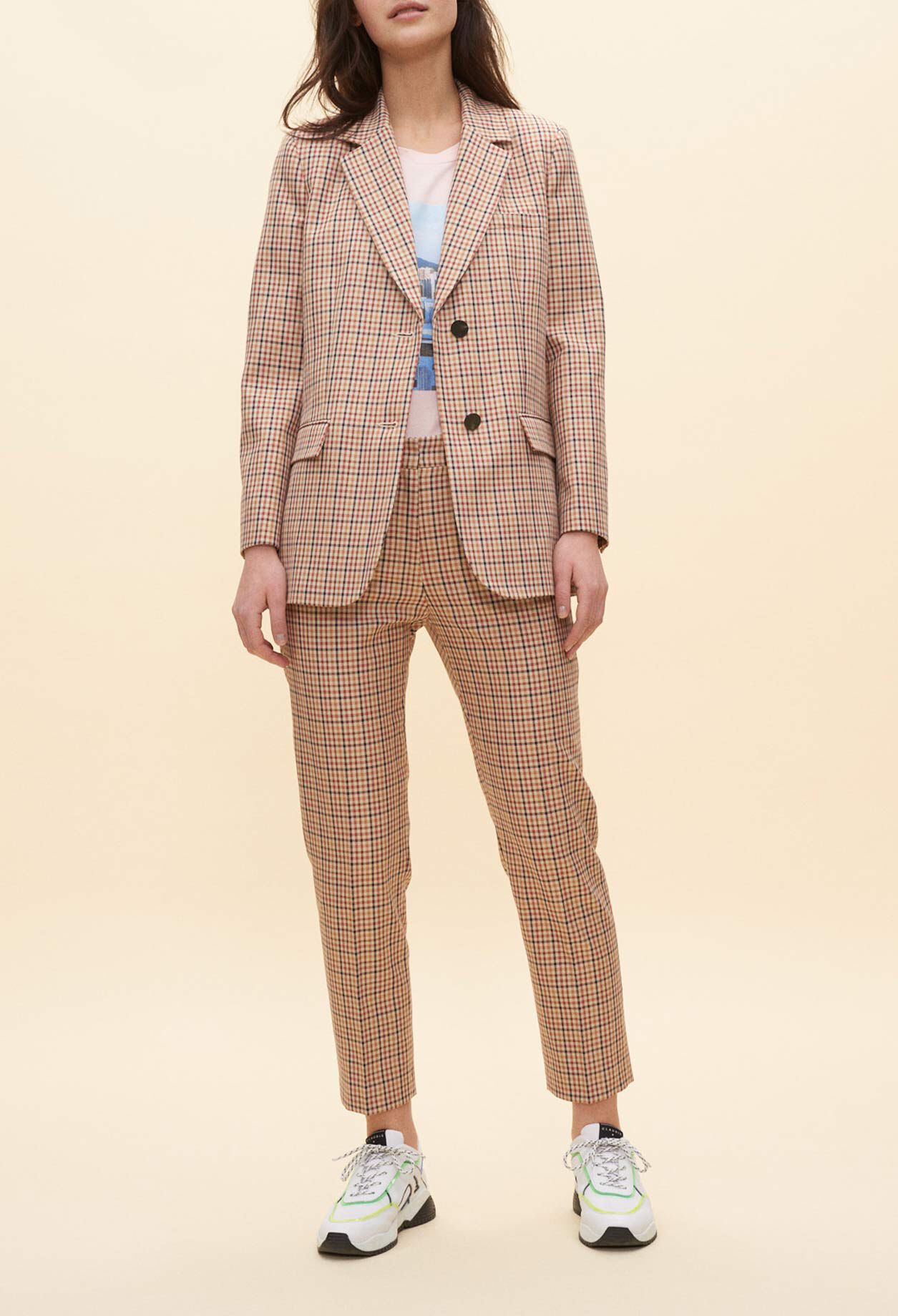 Pantalon droit à carreaux