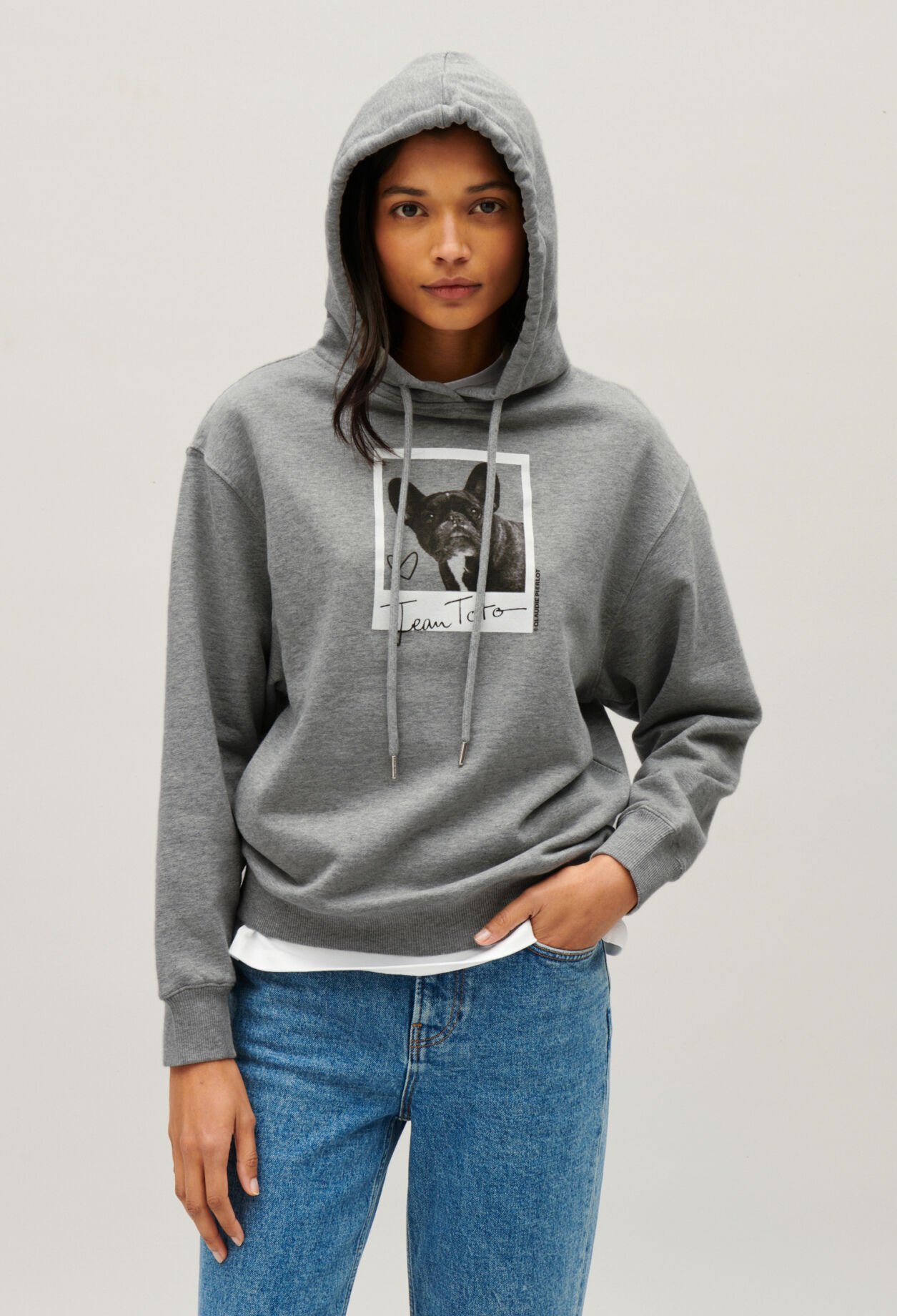 Sweatshirt capuche Jean Toto gris chiné