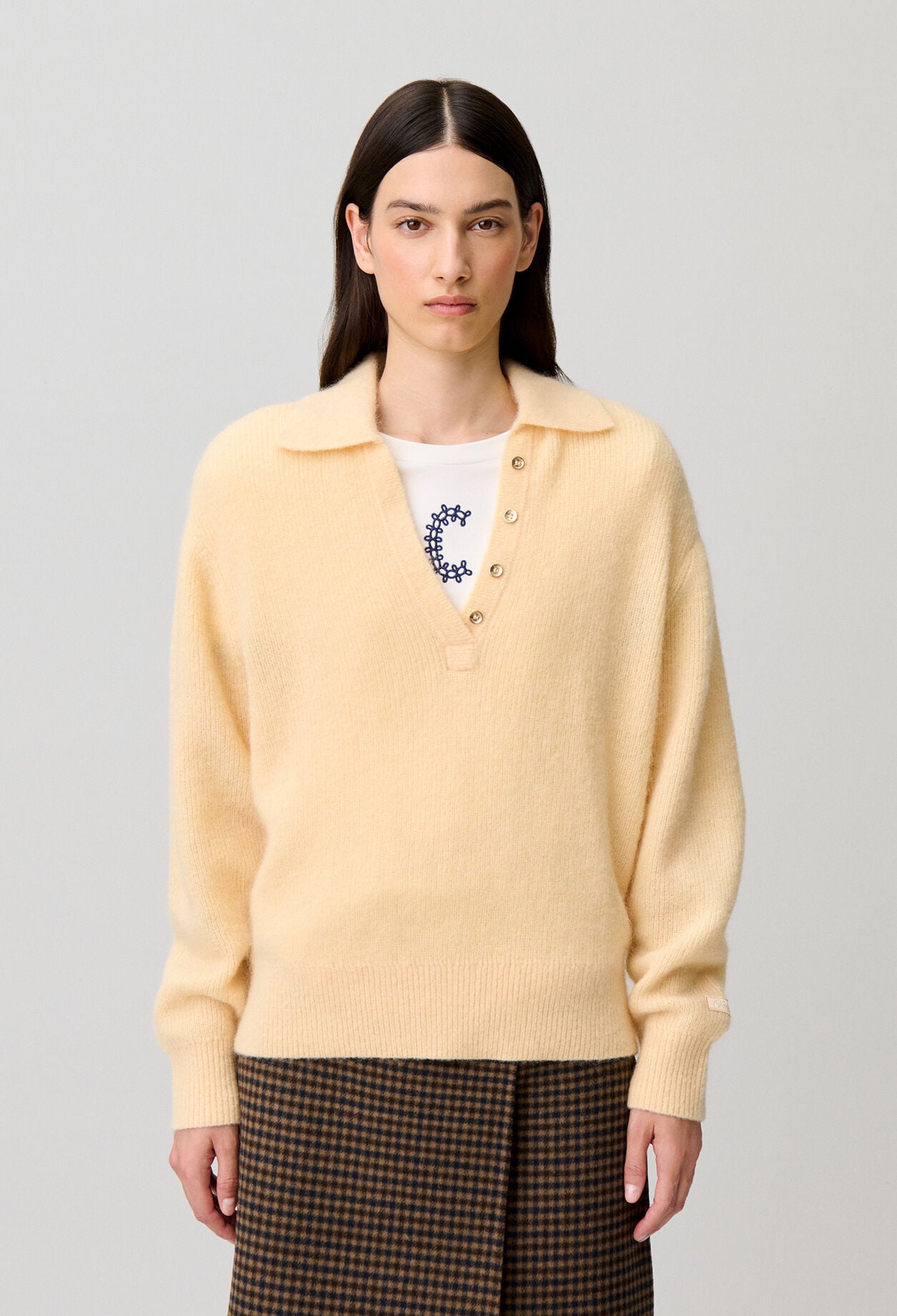 Pull d&eacute;contract&eacute; maille poilue