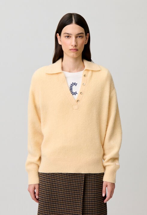 Pull d&eacute;contract&eacute; maille poilue