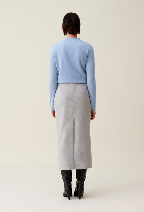 Jupe crayon taille haute gris clair