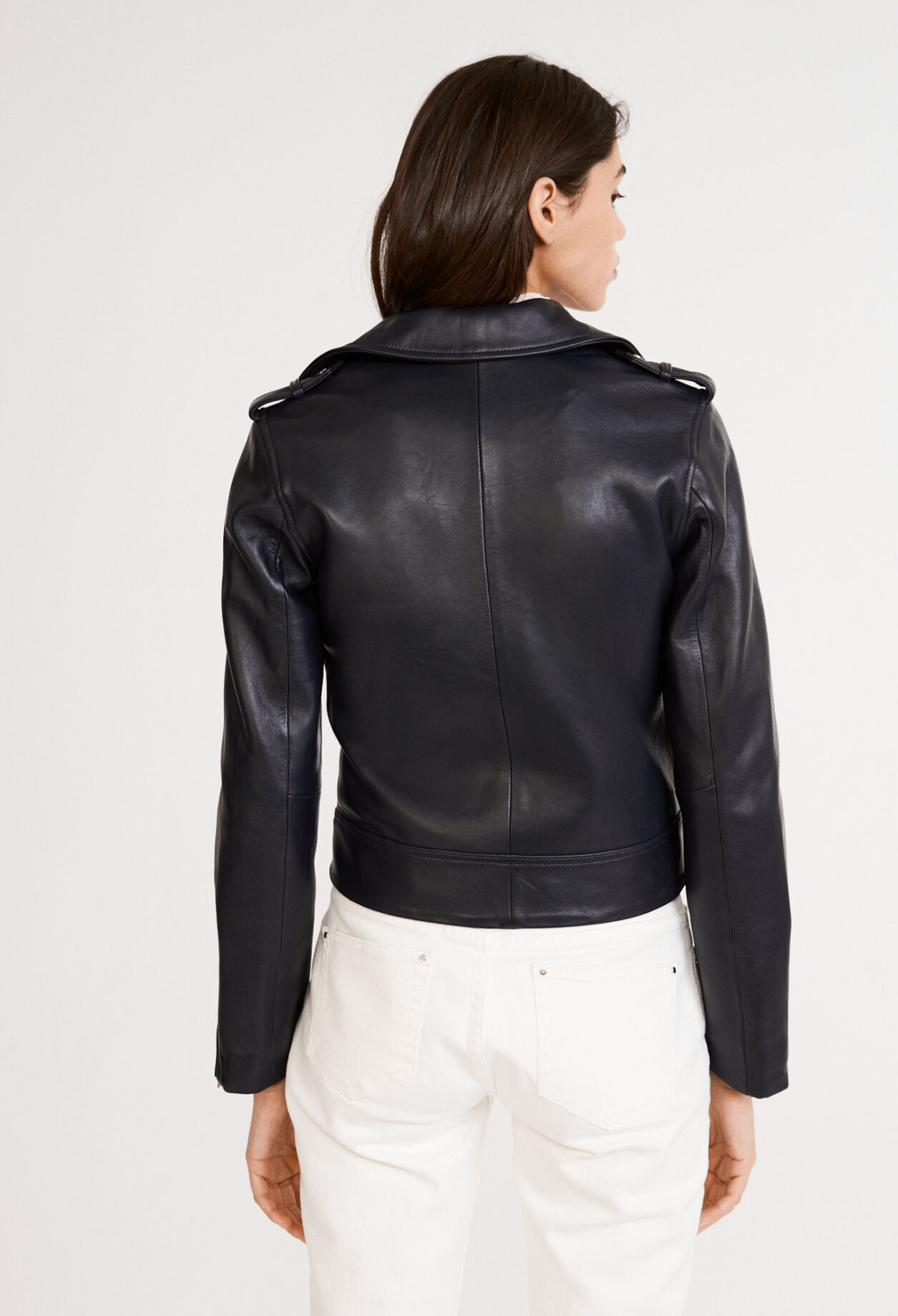 Blouson zippé en cuir responsable