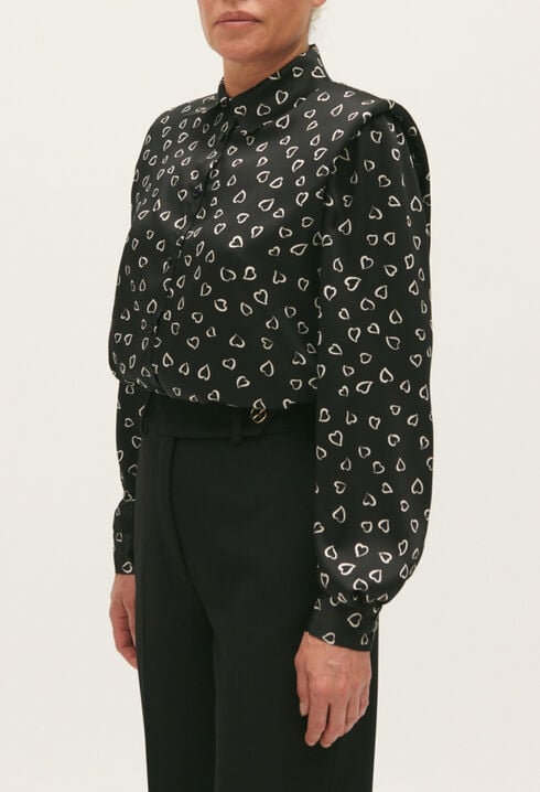 Chemise fluide imprimé cœurs