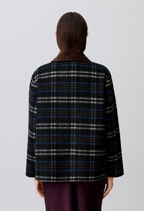 Manteau laine m&eacute;lang&eacute;e carreaux